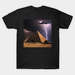 Iconic World Landmarks During A Thunderstorm: The Pyramids Egypt T-Shirt